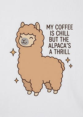 Cute Alpaca Coffee Pun Illustration
