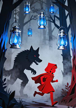 Red Hood Wolf Fantasy Art Poster
