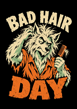 Bad Hair Day Werewolf Illustration