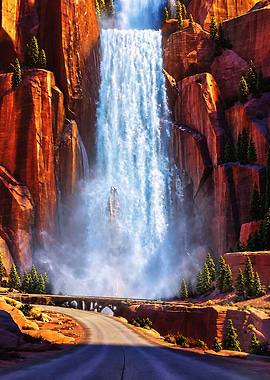 Majestic Waterfall in Red Rock Canyon