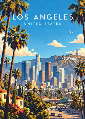 Vintage Style Los Angeles Travel Poster