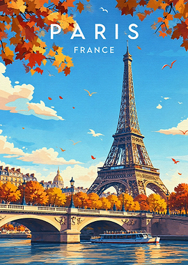 Autumn in Paris Travel Poster