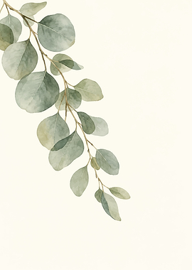 Watercolor Eucalyptus Branch Illustration