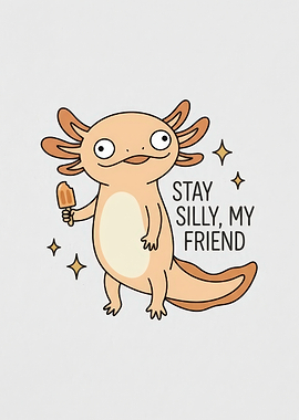 Cute Axolotl With Popsicle Illustration
