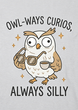 Funny Owl With Coffee and Glasses