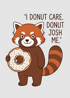 Cute Red Panda Eating a Donut