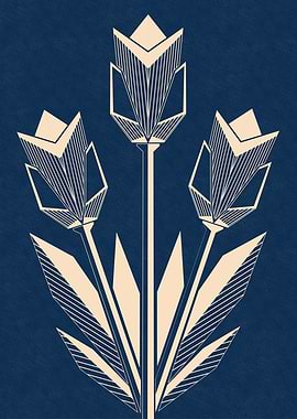 Linocut Geometric Tulip Illustration