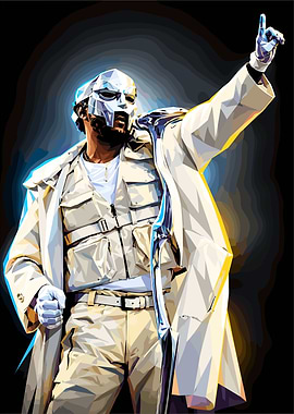 MF DOOM Masked Rapper Illustration