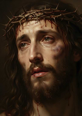 Portrait of Jesus with Crown of Thorns