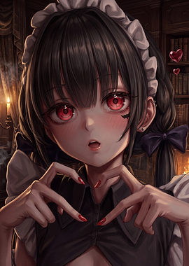 Anime Maid Making Heart Gesture