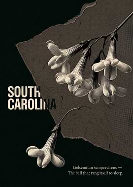 South Carolina Botanical Poster Gelsemium Sempervirens