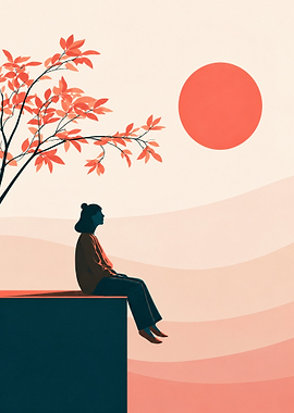 Solace at Sunset – Minimalist Nature Inspirational Art