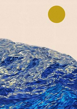 Abstract Ocean Wave and Sun