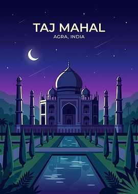 Taj Mahal Night Illustration
