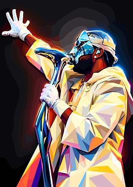 Low Poly Masked Performer Art the weekend