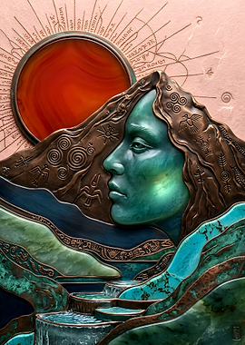 Ethereal Goddess Mountain Relief Sculpture
