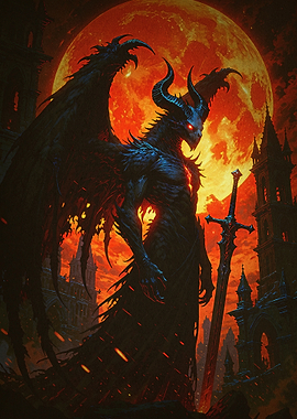 Demon Knight Red Moon Fantasy Art