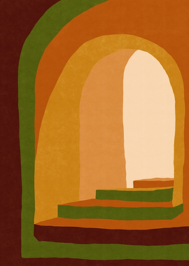 Abstract Archway and Staircase Illustration