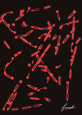 Abstract Red Scribble Art