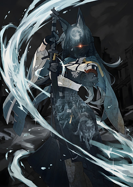 Anime Wolf Girl Warrior with Katana