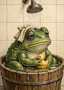 I'm Fine Frog Taking a Bath