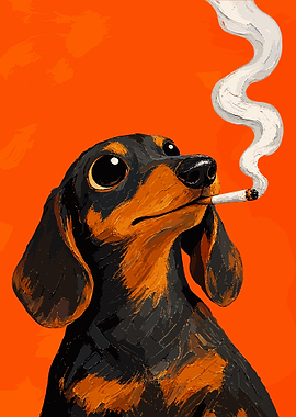 Dachshund Smoking a Cigarette Illustration