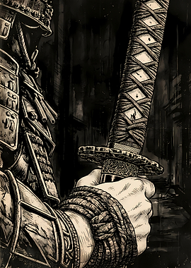 Samurai Warrior Holding Katana Sword
