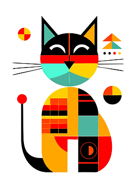Geometric Abstract Cat Illustration