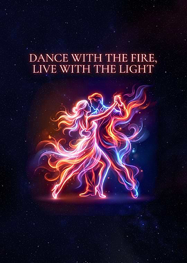 Fiery Couple Dancing in Space