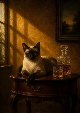Siamese Cat Whiskey Hour
