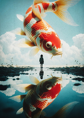 Giant Koi Fish Surreal Fantasy Art