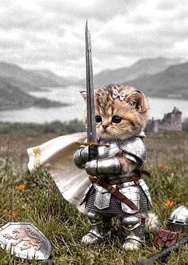 Cute Kitten Knight in Shining Armor