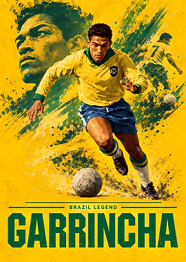 Garrincha Brazil Legend Soccer Poster