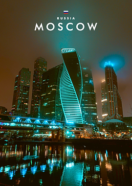 Moscow City Skyline at Night