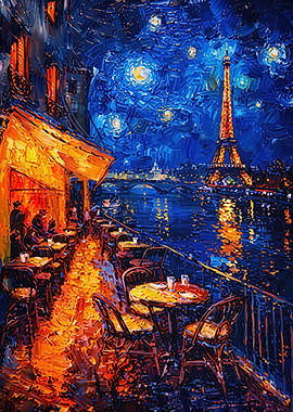 Paris Starry Night Impressionist Ar