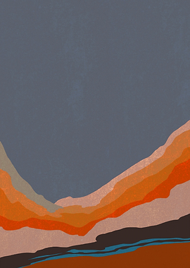 Abstract Minimalist Layered Landscape Art