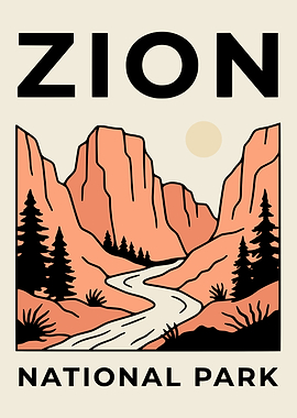 Zion National Park Minimalist Poster