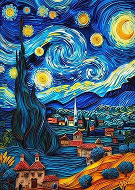 Starry Night Paper Quilling Art