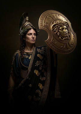 Athena Goddess with Medusa Shield