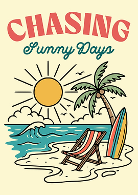 Chasing Sunny Days Beach Illustration