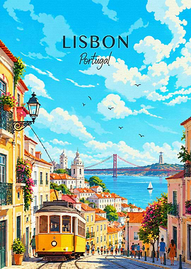 Lisbon Portugal Travel Poster