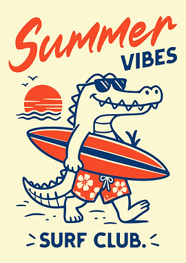 Summer Vibes Surf Club Crocodile
