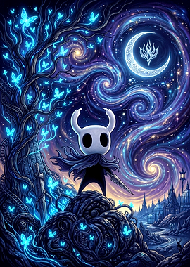 Hollow Knight Starry Night Fantasy Art
