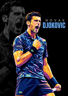 Novak Djokovic Low Poly Art Poster