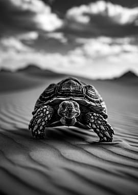 Tortoise Walking Across Desert Sands