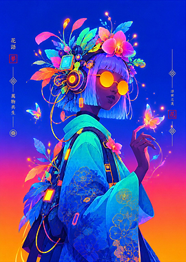 Neon Cyberpunk Anime Girl