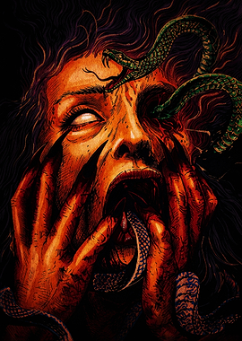 Medusa Gorgon Horror Illustration
