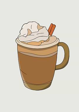Illustrated Coffee Mug with Whipped Cream