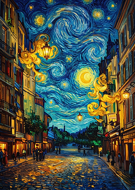 Starry Night Street Impressionist