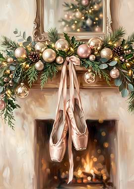 Ballet Slippers Christmas Fireplace Decor